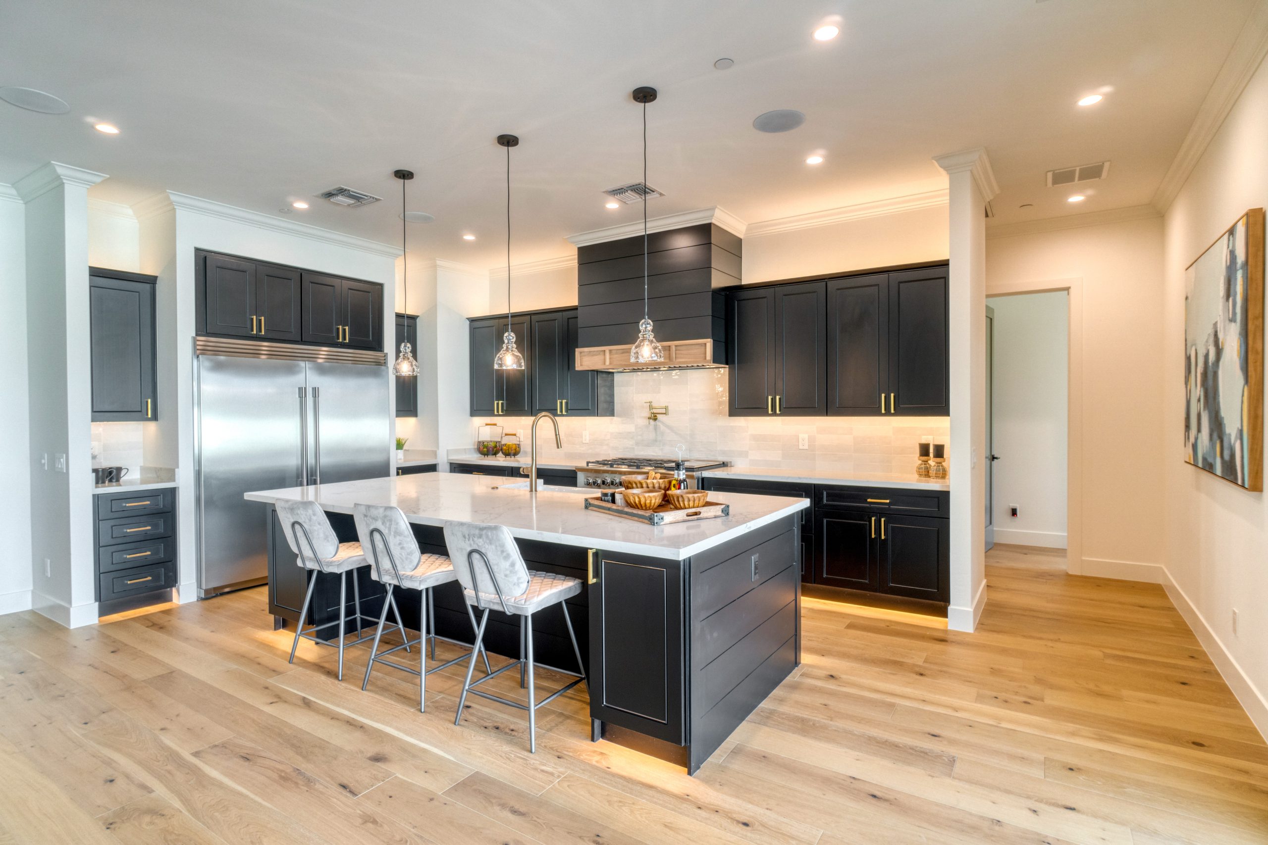 Elegant kitchen lights installed by electrical contractors near me